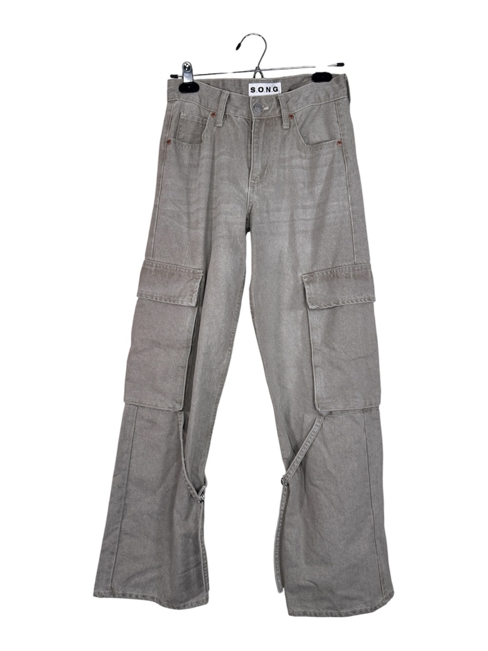 Song Light Grey Wide Leg Cargo Pants Womens 0 Casual Fall Staple Denim
